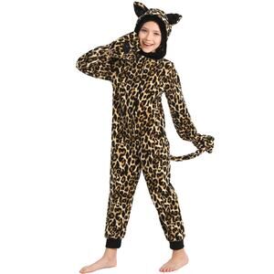 Webeasy Children Cheetah Onesie Animal Cosplay Costumes One-Piece 12-14 Years